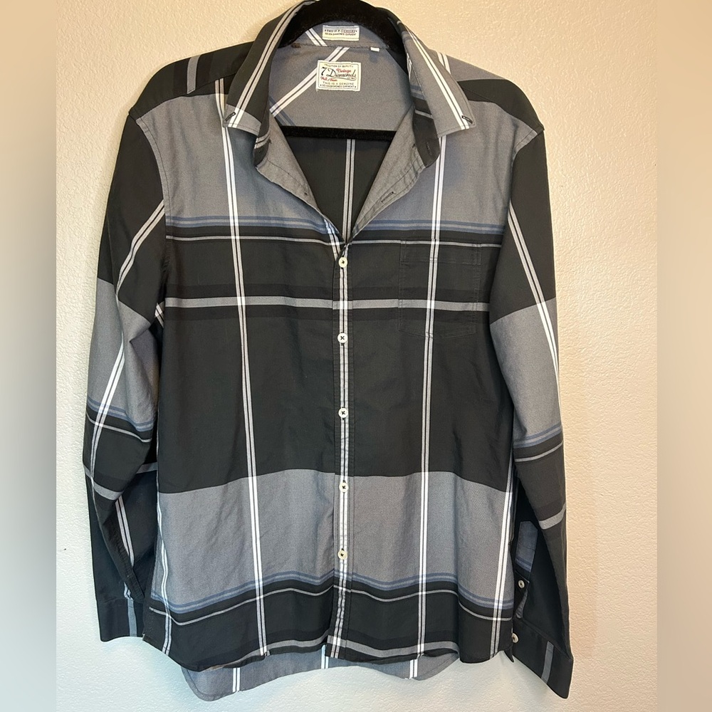 Vintage 7 Diamonds Plaid Button-Down Collared Long Sleeve Men's Shirt Sz L